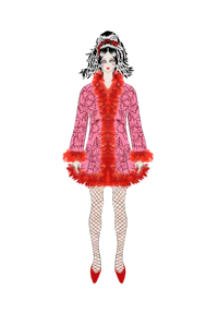 an illustration of a woman in a red coat
