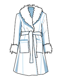 a drawing of a coat with a fur collar